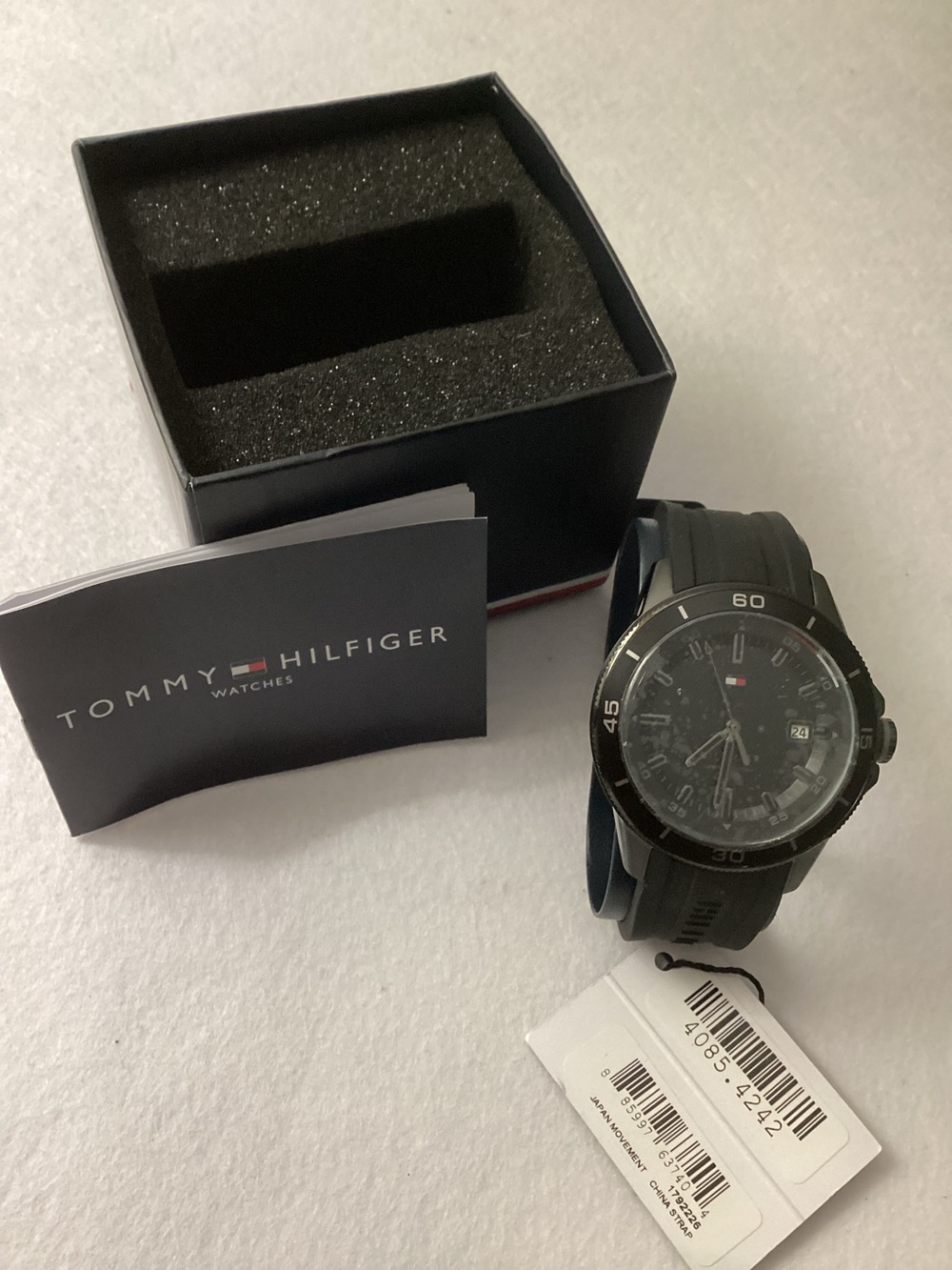 Tommy Hilfiger Quartz Black Silicone Strap Watch, 43mm